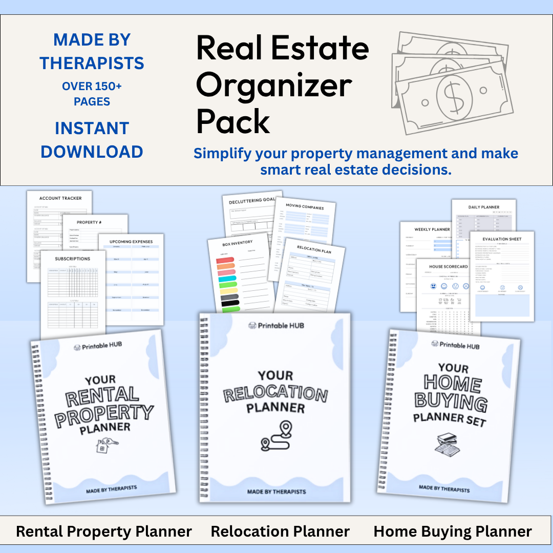 Real Estate Organizer Pack – 3-in-1 Property, Home Buying & Moving Planner (250+ Pages)
