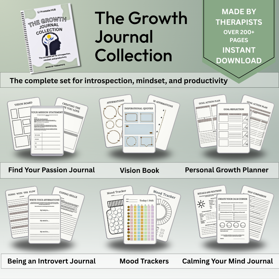 The Growth Journal Collection – 5-in-1 Mindfulness & Personal Transformation Bundle (300+ Pages)