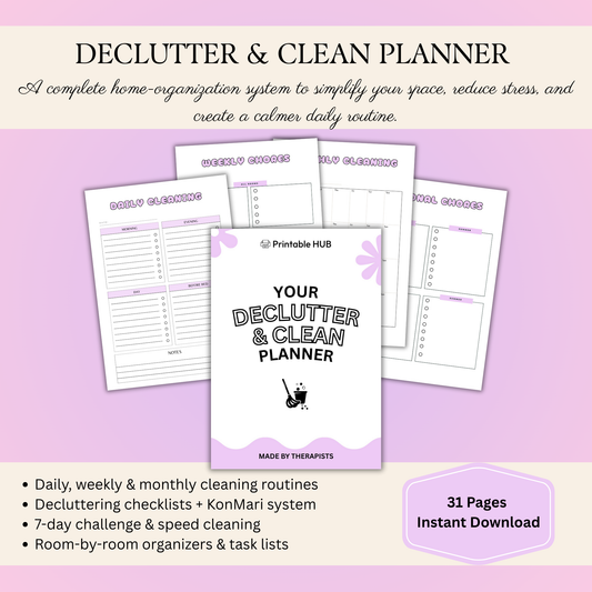 Home Organization Kit – 3-in-1 Printable Set for Decluttering, Cleaning & Household Management (150+ Pages)