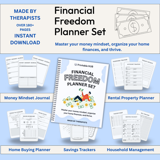 Financial Freedom Planner Set – 5-in-1 Real Estate, Budget & Mindset Printable System (300+ Pages)