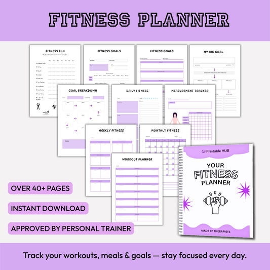 Fitness Planner – Printable Workout, Progress & Meal Tracker (39 Pages)