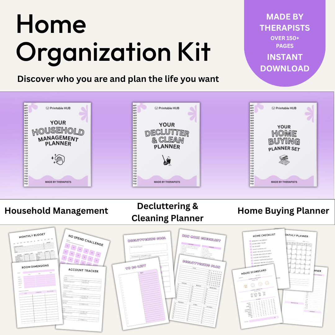 Home Organization Kit – 3-in-1 Printable Set for Decluttering, Cleaning & Household Management (150+ Pages)