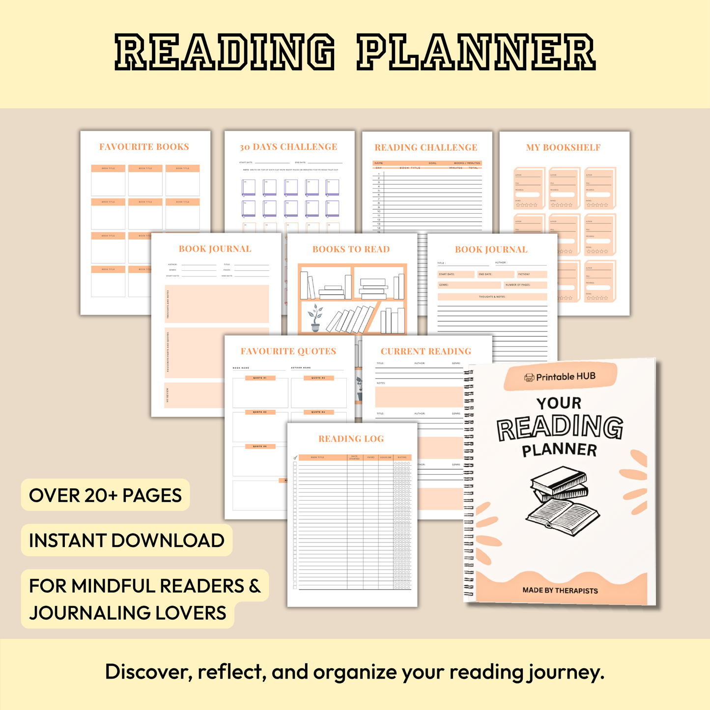 Reading Planner – Book Tracker, Reviews & Reflection Log (48 Pages)