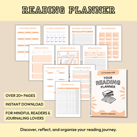 Reading Planner – Book Tracker, Reviews & Reflection Log (48 Pages)