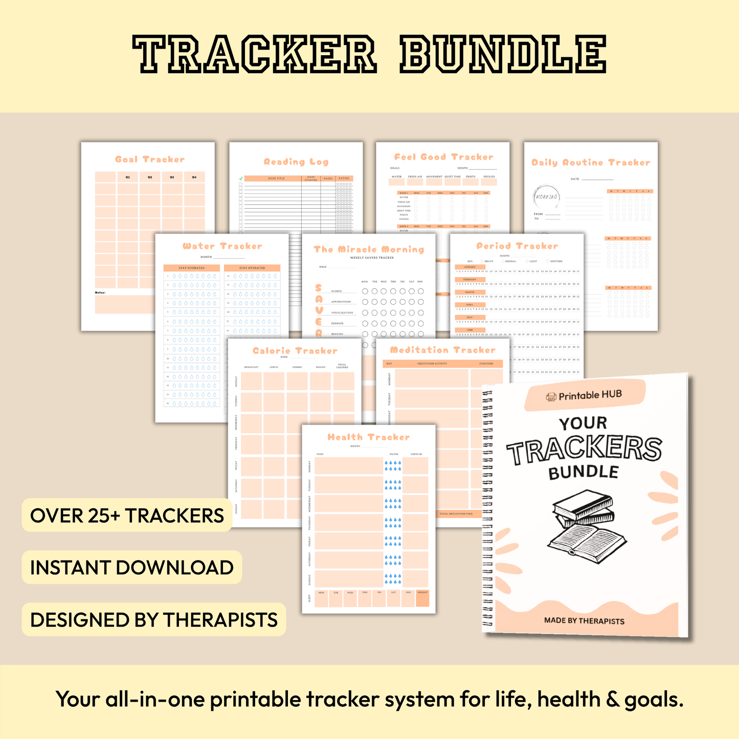 All-in-One Life Tracker – 31 Printable Trackers for Health, Finance & Habits